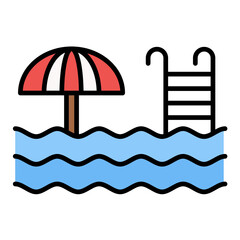 Swimming Pool Flat Multicolor Icon