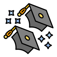 Graduate Flat Multicolor Icon