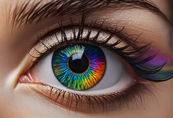 Fototapeta na wymiar Rainbow eye. Generative AI
