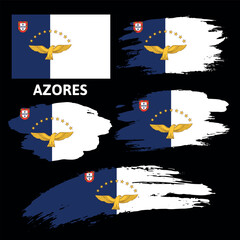 Azores vector flag drawn with a brush