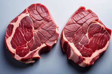 raw beef steak with an astonishing level of detail top view