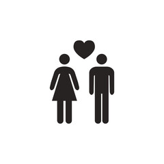 Love icon vector. Man and woman with heart