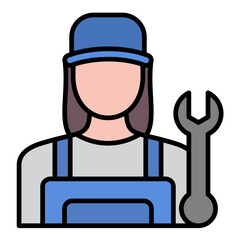 Female Plumber Flat Multicolor Icon