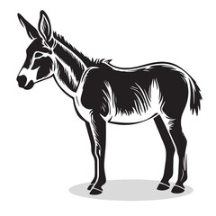 Donkey silhouettes and icons. black flat color simple elegant Donkey animal vector and illustration.