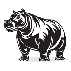 Hippopotamus silhouettes and icons. black flat color simple elegant Hippopotamus animal vector and illustration.