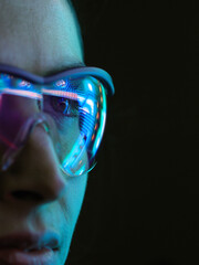 Reflection of a circuit board on glasses