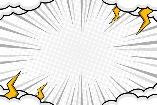 Blank comic cartoon style frame background with cloud