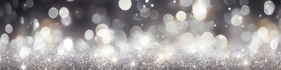 Silber funkelnde Lichter Festlicher Hintergrund mit Textur. Abstrakt Weihnachten glitzernde helle Bokeh unscharf und fallende Sterne. Winter-Karte oder Einladung
