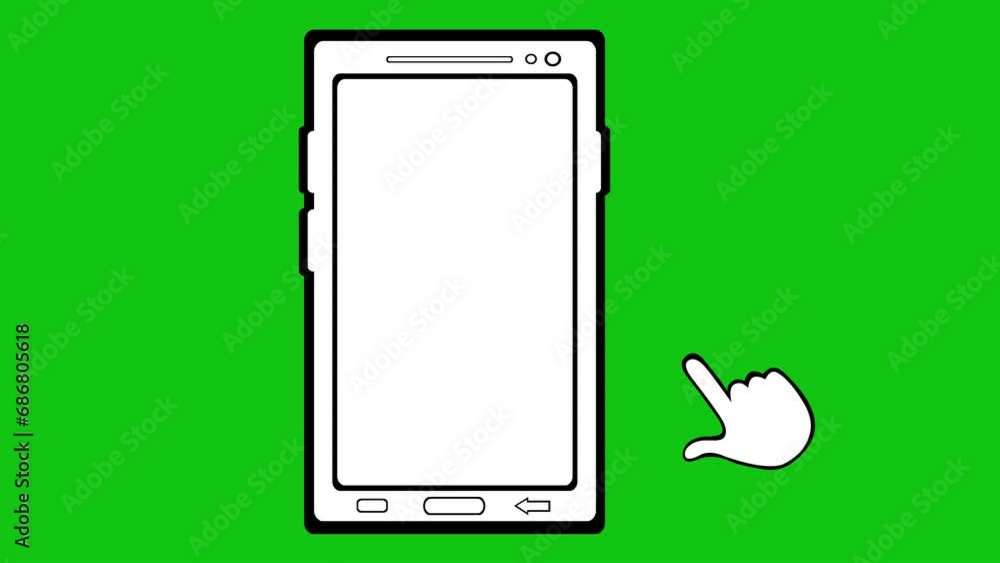 Poster video drawing animation cartoon hand pressing virtual numeric keyboard buttons smartphone access and