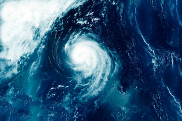 A huge tornado, a cyclone from space. Elements of this image furnished by NASA - obrazy, fototapety, plakaty