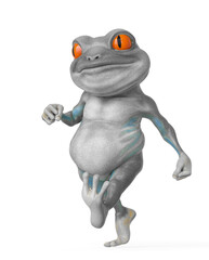 little frog cartoon is happy and walking