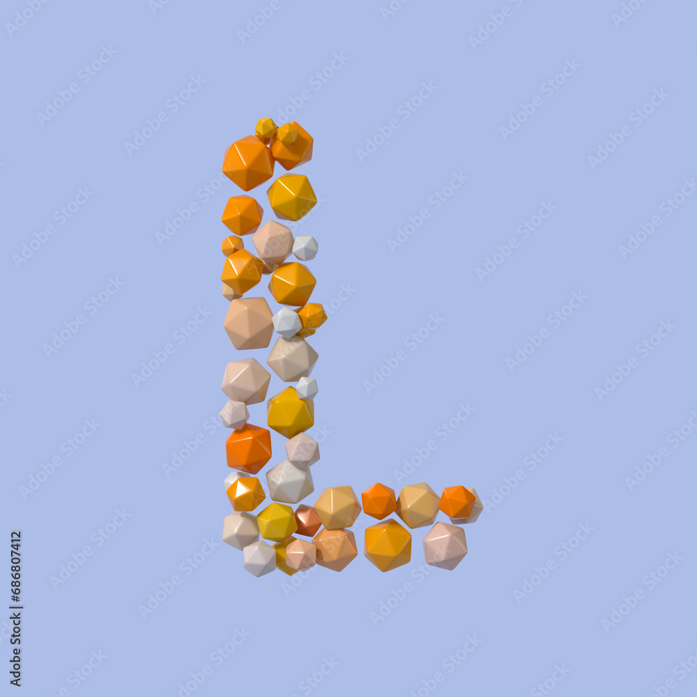 Poster multicolored particle sphere style alphabet 