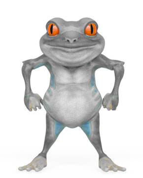 little frog cartoon is ready in super power pose