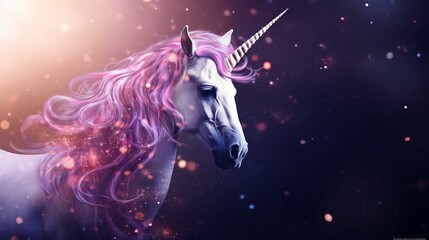 There is a unicorn that has purple stars on its back - obrazy, fototapety, plakaty