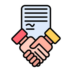 Employment Contract Flat Multicolor Icon