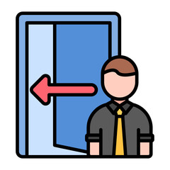 Exit Interview Flat Multicolor Icon