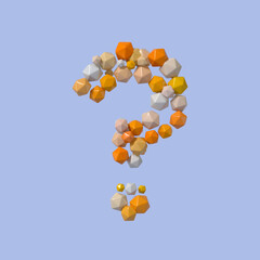 Multicolored Particle Sphere Style Question Mark Symbol Isolated on White Background. 3d Rendering