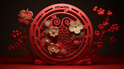 A 3d illustration of the background of chinese new year