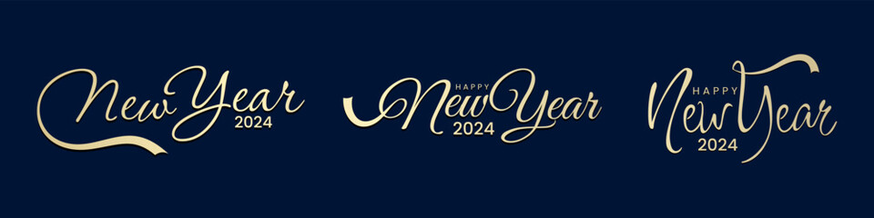 Obraz na płótnie Canvas 2024 Happy New Year Typography Design Set