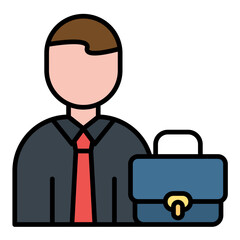 Business Man Flat Multicolor Icon