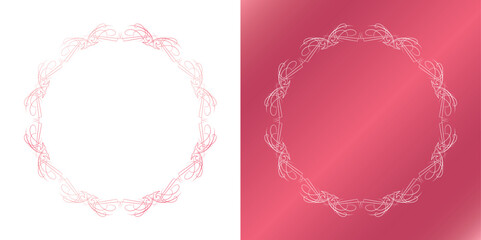 素材_フレームのセット_春をイメージしたピンクの飾り枠。シンプルで高級感のある囲みのデザイン。字無