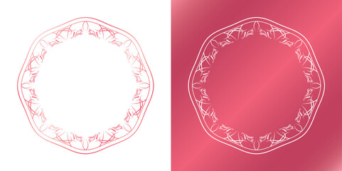 素材_フレームのセット_春をイメージしたピンクの飾り枠。シンプルで高級感のある囲みのデザイン。字無