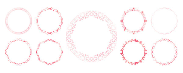 素材_フレームのセット_春をイメージしたピンクの飾り枠。シンプルで高級感のある囲みのデザイン。字無