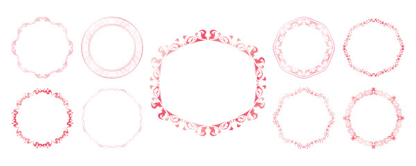 素材_フレームのセット_春をイメージしたピンクの飾り枠。シンプルで高級感のある囲みのデザイン。字無