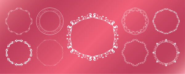 素材_フレームのセット_春をイメージしたピンクの飾り枠。シンプルで高級感のある囲みのデザイン。字無
