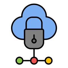 Cloud Security Flat Multicolor Icon