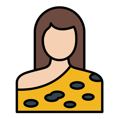 Cavewoman Flat Multicolor Icon