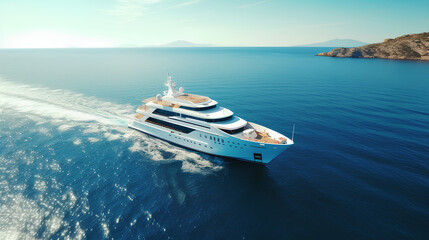 Aerial photography of a beautiful yacht in the sea, marine tourism concept.