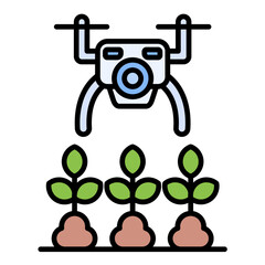 Agricultural Drones Flat Multicolor Icon