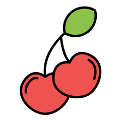 Cherries Flat Multicolor Icon
