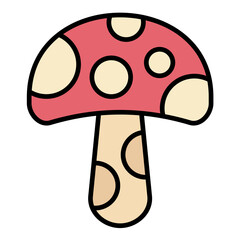 Mushrooms Flat Multicolor Icon