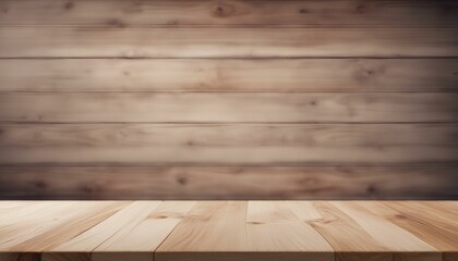 Empty Wooden Table on Blurred Background