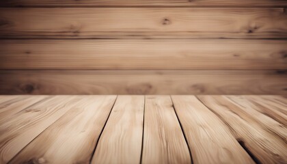 Empty Wooden Table on Blurred Background