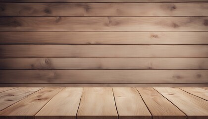 Empty Wooden Table on Blurred Background