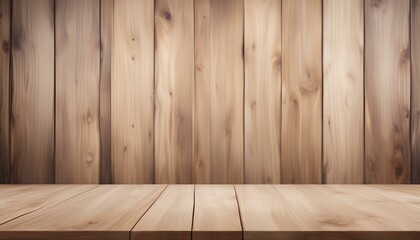 Empty Wooden Table on Blurred Background
