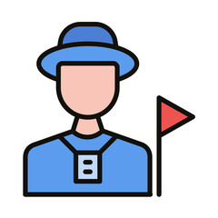 Tour Guide Flat Multicolor Icon