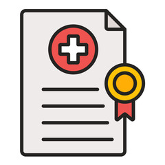 Fototapeta premium Medical Certificate Flat Multicolor Icon