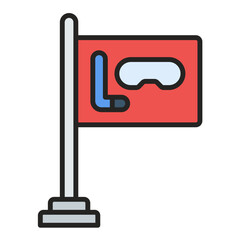 Scuba Flag Flat Multicolor Icon