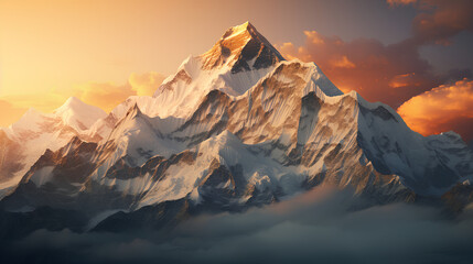 Beautiful Mount Everest, highest peak concept in the world.