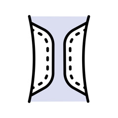 Hygiene routine concept, sanitary pad sign on white background, Woman sanitary napkin icon in color simple style. Vector graphics