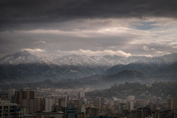Snow covered the tops of nearby mountains in Batumi