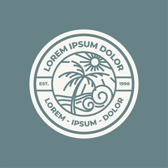 Vector monoline beach club summer holidays badge logo template