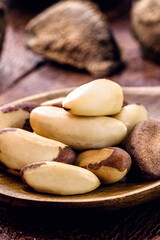 Brazil nuts, or Bolivian nuts, typical of the Amazon rainforest, exotic culinary ingredient