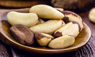 Brazil nuts, or Bolivian nuts, typical of the Amazon rainforest, exotic culinary ingredient