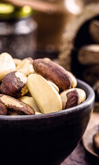 Brazil nuts, or Bolivian nuts, typical of the Amazon rainforest, exotic culinary ingredient