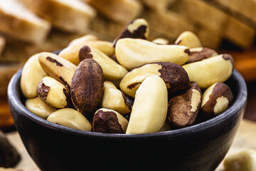 Brazil nuts, or Bolivian nuts, typical of the Amazon rainforest, exotic culinary ingredient